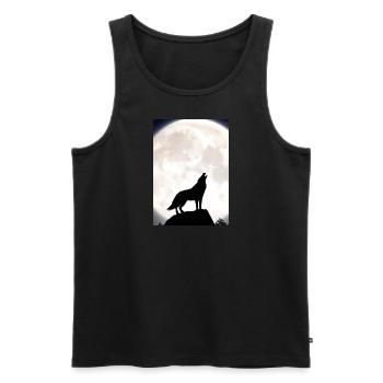 Wolf bei Nacht - Männer Premium Bio Tank Top - Schwarz - Vorne - Michal (187cm)