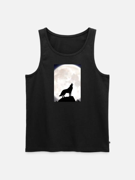 Wolf bei Nacht - Männer Premium Bio Tank Top - Schwarz