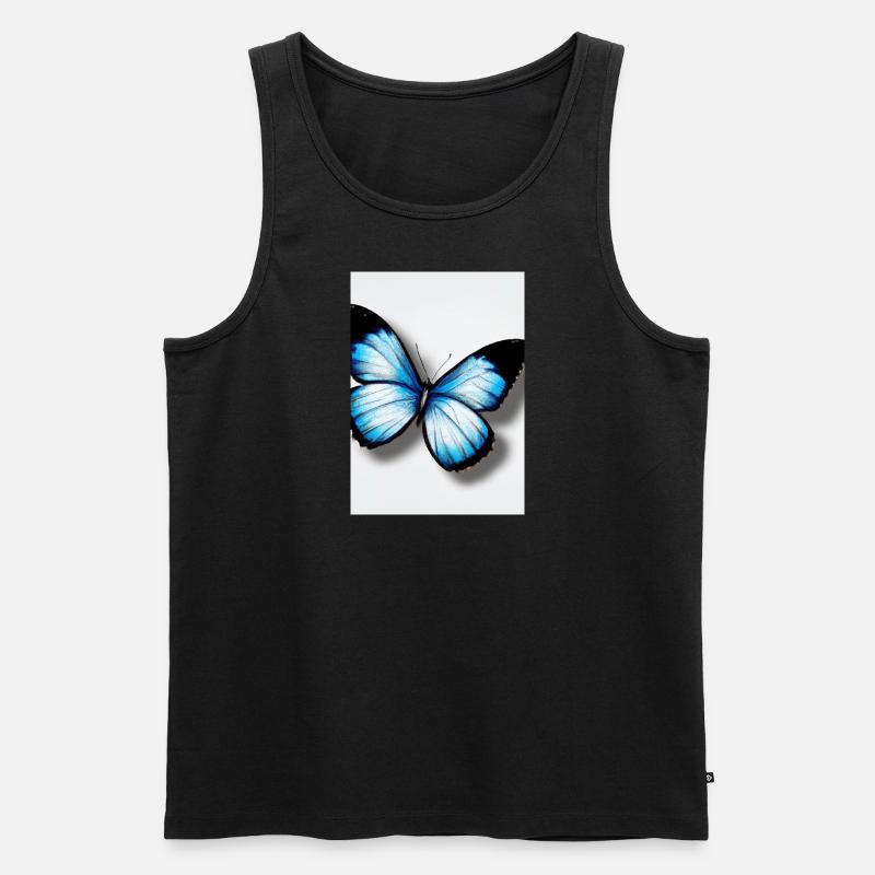 Blauer Schmetterling - Männer Premium Bio Tank Top - Schwarz
