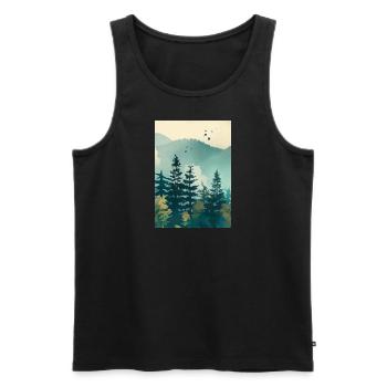 Nebliger Wald - Männer Premium Bio Tank Top - Schwarz - Vorne - AI Model Male 178 light (178cm)