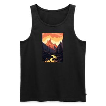 Sonnenuntergang Wald - Männer Premium Bio Tank Top - Schwarz - Vorne - AI Model Male 178 light (178cm)