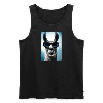 Lama mit Sonnenbrille - Männer Premium Bio Tank Top - Schwarz - Vorne - AI Model Male 178 light (178cm)
