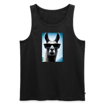 Lama mit Sonnenbrille - Männer Premium Bio Tank Top - Schwarz - Vorne - AI Model Male 178 light (178cm)