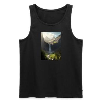 Wasserfall in der Natur - Männer Premium Bio Tank Top - Schwarz - Vorne - AI Model Male 178 light (178cm)