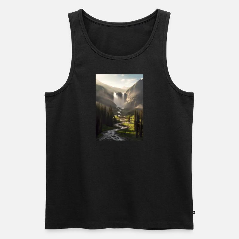 Wasserfall in der Natur - Männer Premium Bio Tank Top - Schwarz