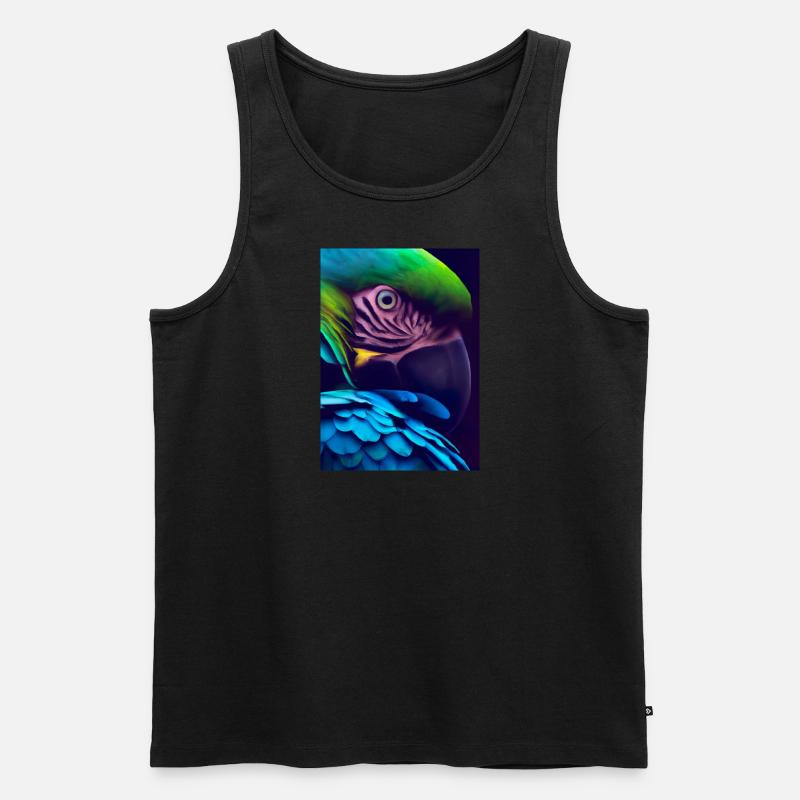 Buntes Vogelgesicht - Männer Premium Bio Tank Top - Schwarz