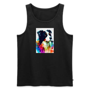 Bunter Border Collie - Männer Premium Bio Tank Top - Schwarz - Vorne - AI Model Male 178 light (178cm)