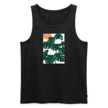 Katzen auf Leafs - Männer Premium Bio Tank Top - Schwarz - Vorne - Michal (187cm)