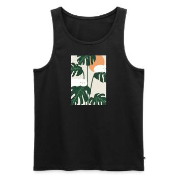 Katzen auf Leafs - Männer Premium Bio Tank Top - Schwarz - Vorne - Michal (187cm)