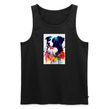 Bunter Border Collie - Männer Premium Bio Tank Top - Schwarz - Vorne - AI Model Male 178 light (178cm)
