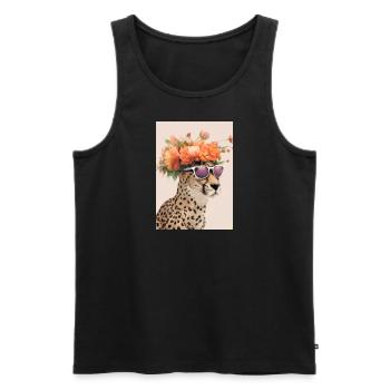 Blumenmode Löwe - Männer Premium Bio Tank Top - Schwarz - Vorne - Michal (187cm)