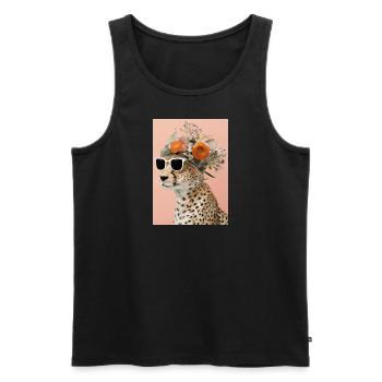 Blumenmode Löwe - Männer Premium Bio Tank Top - Schwarz - Vorne - Michal (187cm)