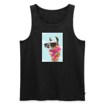 Ferienmode Lama - Männer Premium Bio Tank Top - Schwarz - Vorne - AI Model Male 178 light (178cm)