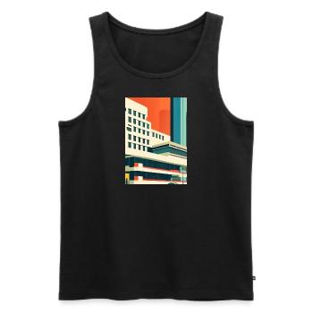 Minimalistisches Stadthaus - Männer Premium Bio Tank Top - Schwarz - Vorne - Michal (187cm)