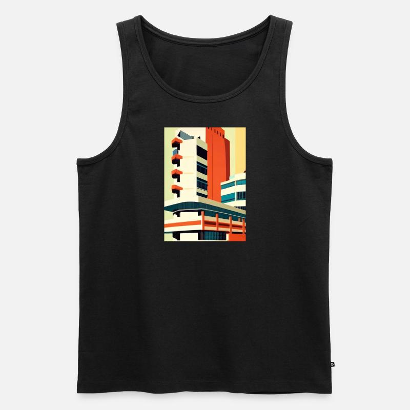 Minimalistisches Stadthaus - Männer Premium Bio Tank Top - Schwarz