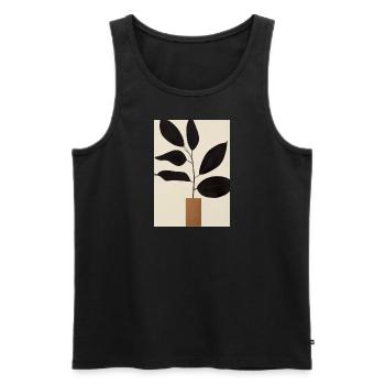 Minimalistische Pflanze im Topf - Männer Premium Bio Tank Top - Schwarz - Vorne - Michal (187cm)