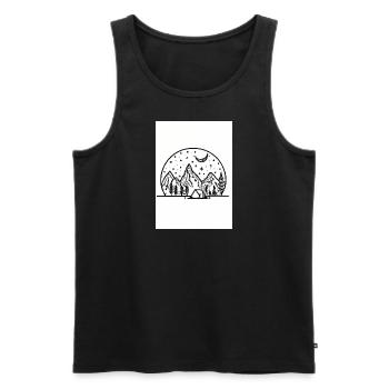 Nacht Camping Malerei - Männer Premium Bio Tank Top - Schwarz - Vorne - Michal (187cm)