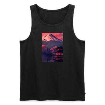 Roter japanischer Berg - Männer Premium Bio Tank Top - Schwarz - Vorne - Michal (187cm)