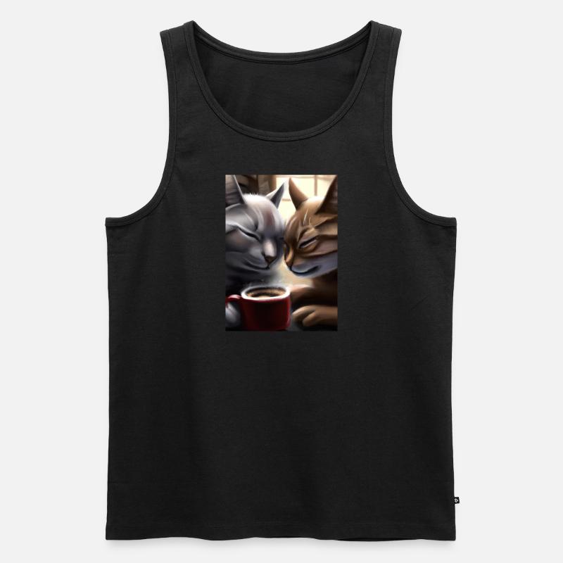 Two Cats Kaffee - Männer Premium Bio Tank Top - Schwarz