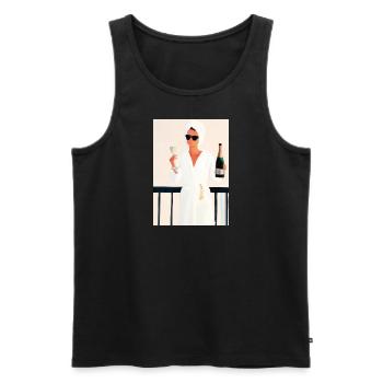 Frauen Weinbad - Männer Premium Bio Tank Top - Schwarz - Vorne - AI Model Male 178 light (178cm)