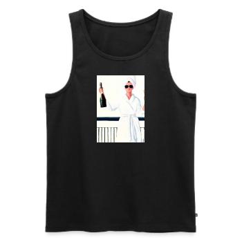 Frauen Weinbad - Männer Premium Bio Tank Top - Schwarz - Vorne - AI Model Male 178 light (178cm)