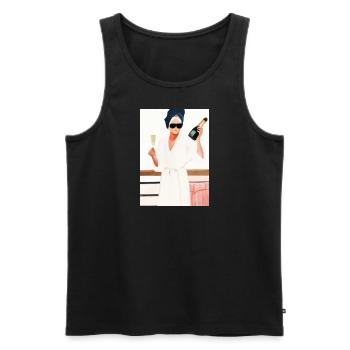 Frauen Weinbad - Männer Premium Bio Tank Top - Schwarz - Vorne - AI Model Male 178 light (178cm)