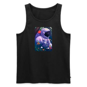 Astronaut in Blumen - Männer Premium Bio Tank Top - Schwarz - Vorne - Michal (187cm)