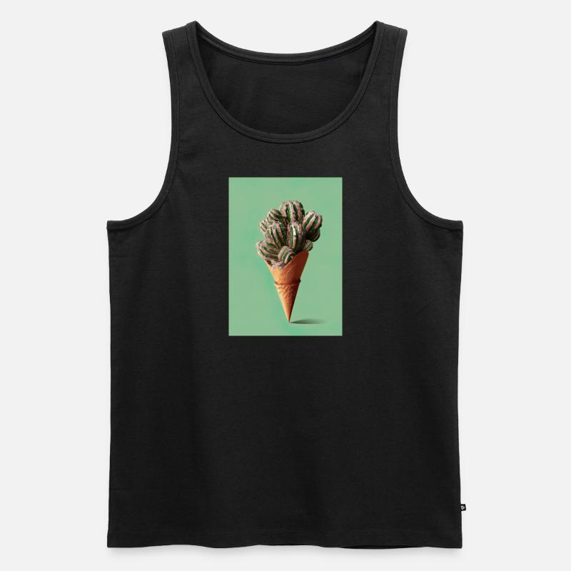 Kaktus-Eiscreme - Männer Premium Bio Tank Top - Schwarz