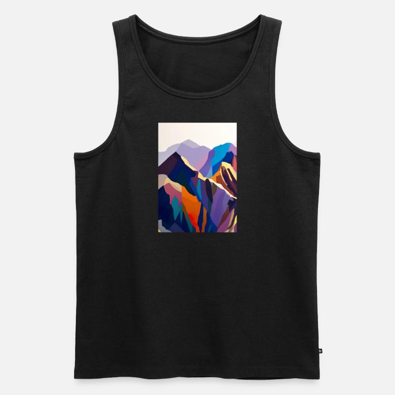 Bunte Berge - Männer Premium Bio Tank Top - Schwarz