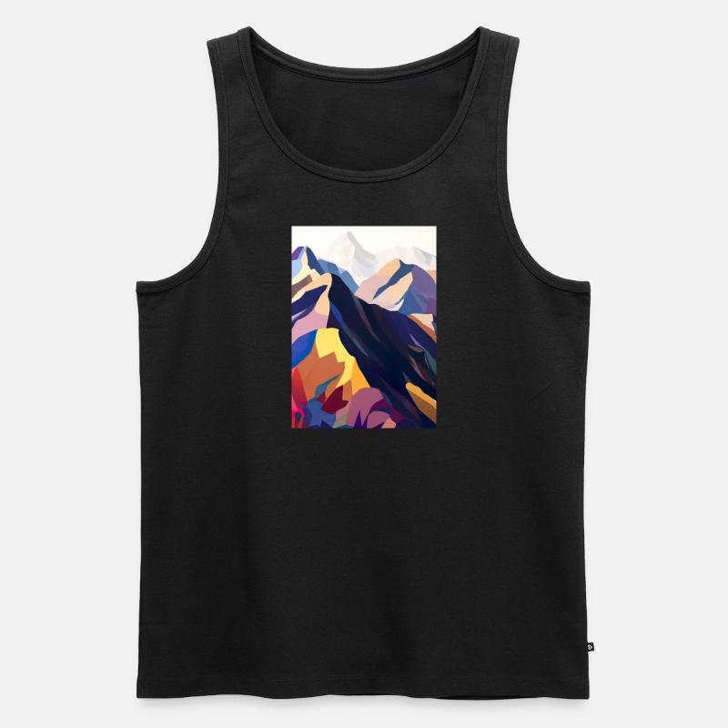 Bunte Berge - Männer Premium Bio Tank Top - Schwarz