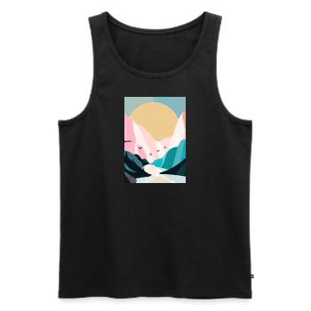 Wald Berge Sonnenuntergang - Männer Premium Bio Tank Top - Schwarz - Vorne - Michal (187cm)