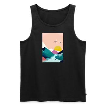 Wald Berge Sonnenuntergang - Männer Premium Bio Tank Top - Schwarz - Vorne - Michal (187cm)