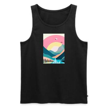 Wald Berge Sonnenuntergang - Männer Premium Bio Tank Top - Schwarz - Vorne - Michal (187cm)