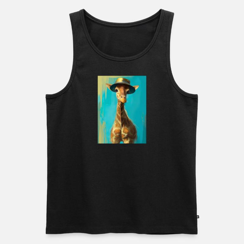 Giraffe mit Hut - Männer Premium Bio Tank Top - Schwarz