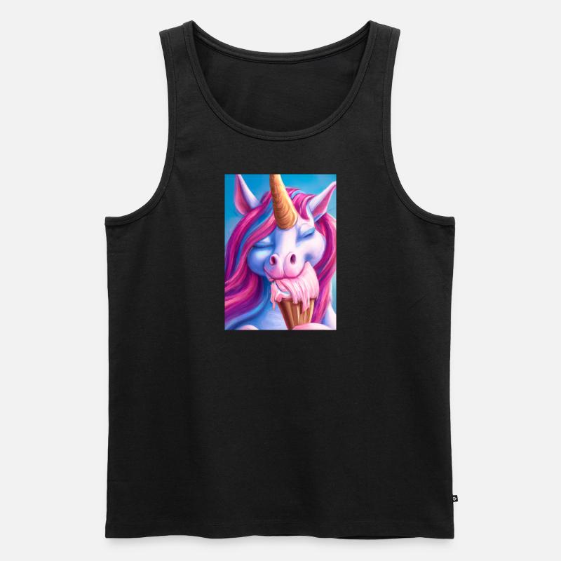 Eiscreme Einhorn - Männer Premium Bio Tank Top - Schwarz