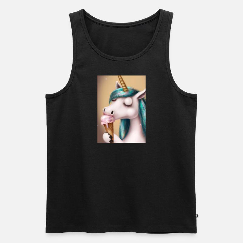 Eiscreme Einhorn - Männer Premium Bio Tank Top - Schwarz