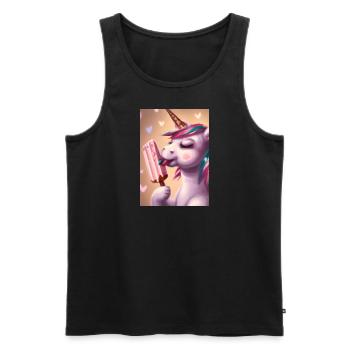 Eiscreme Einhorn - Männer Premium Bio Tank Top - Schwarz - Vorne - Michal (187cm)