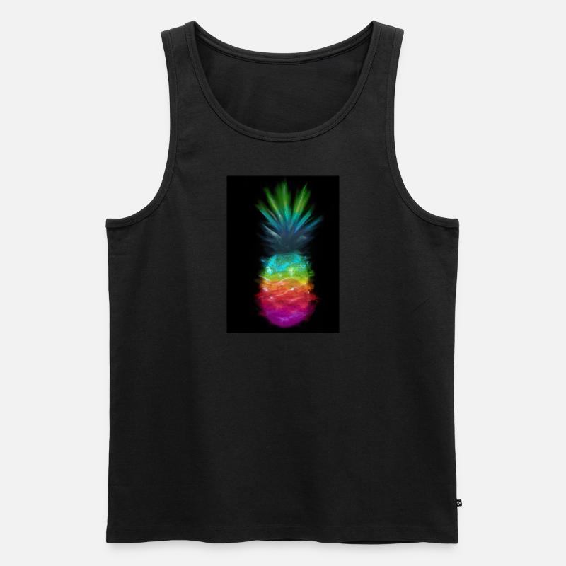 Regenbogen Ananas - Männer Premium Bio Tank Top - Schwarz