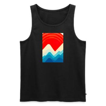 Retro Berge und Sonne - Männer Premium Bio Tank Top - Schwarz - Vorne - Michal (187cm)
