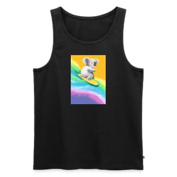 Surfender Regenbogen-Koala - Männer Premium Bio Tank Top - Schwarz - Vorne - Michal (187cm)