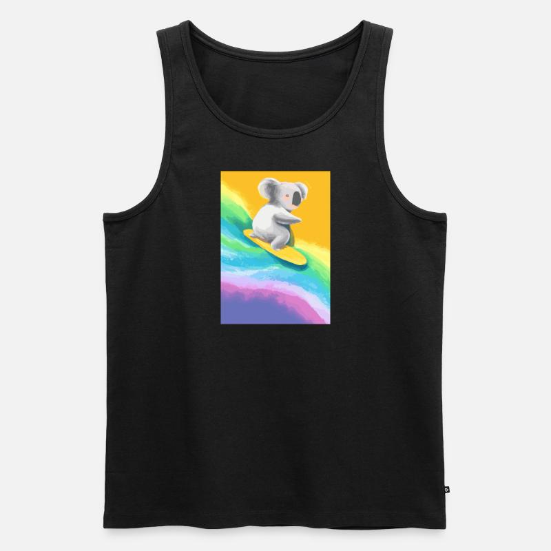 Surfender Regenbogen-Koala - Männer Premium Bio Tank Top - Schwarz