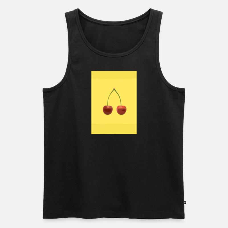 Zwei Kirschen - Männer Premium Bio Tank Top - Schwarz