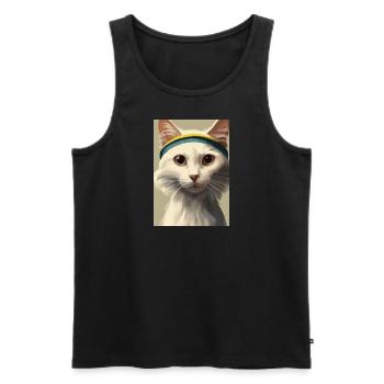 Tennis-Katze - Männer Premium Bio Tank Top - Schwarz - Vorne - AI Model Male 178 light (178cm)
