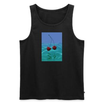 Zwei Kirschen - Männer Premium Bio Tank Top - Schwarz - Vorne - Michal (187cm)