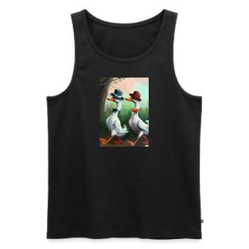 Zwei Enten - Männer Premium Bio Tank Top - Schwarz - Vorne - Michal (187cm)