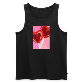 Herz-Lollipop - Männer Premium Bio Tank Top - Schwarz - Vorne - Michal (187cm)