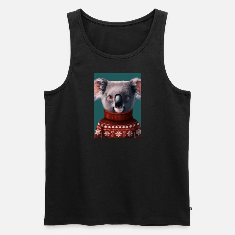 Koala im Weihnachtspullover - Männer Premium Bio Tank Top - Schwarz