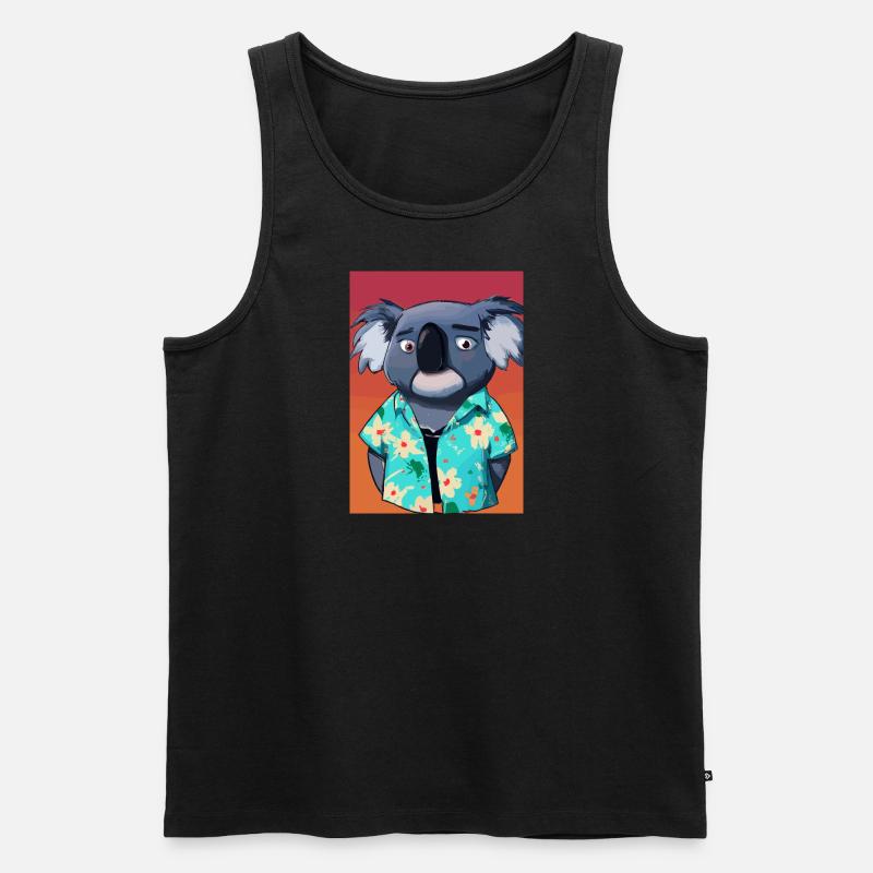 Koala mit Hawaii-Hemd - Männer Premium Bio Tank Top - Schwarz