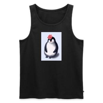 Pinguin mit niedlicher rosa Mütze - Männer Premium Bio Tank Top - Schwarz - Vorne - AI Model Male 178 light (178cm)