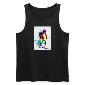 Rennrad Radfahrer Regenbogen - Männer Premium Bio Tank Top - Schwarz - Vorne - Michal (187cm)